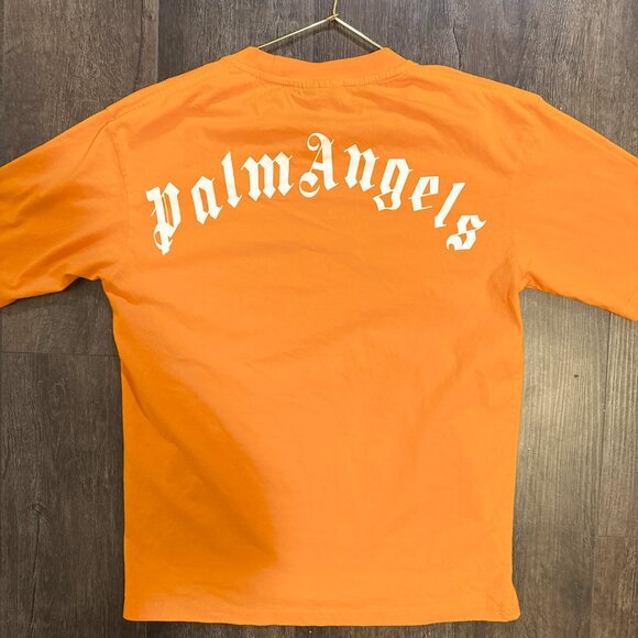 Palm Angels Orange Logo Mens T-Shirt – Size Medium, Like New - Picture 6 of 9